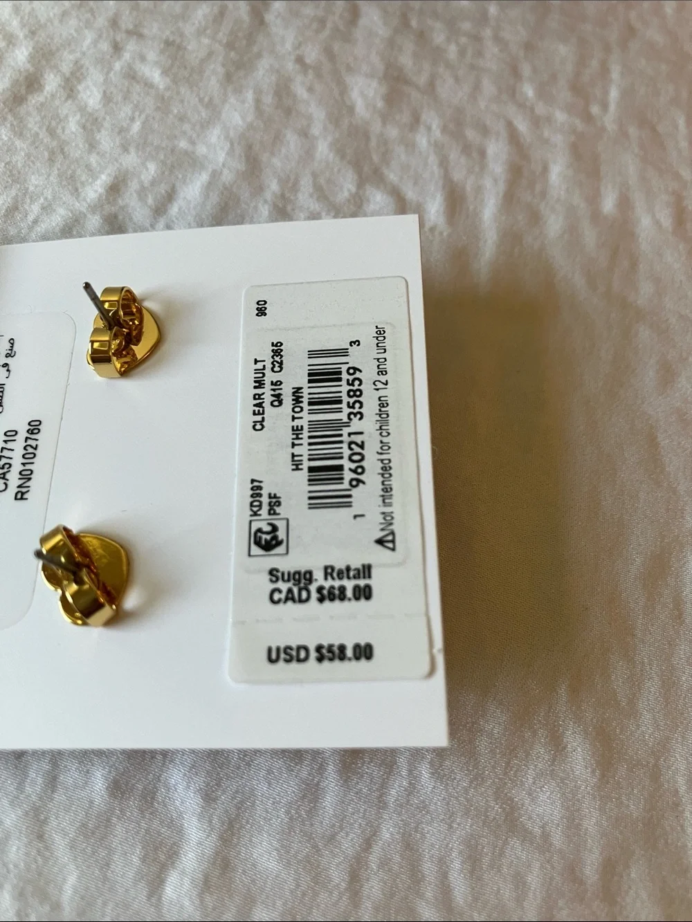 kate spade: Gold Tone “Hit the Town” Crystal & Pearl Drop Earrings